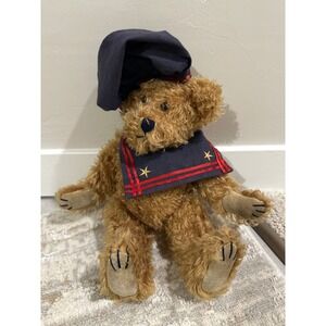 Boyds Collection 1997 Vintage Sailor Teddy Bear Navy Blue Hat Collar Gold Stars